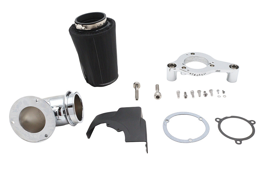 V-Twin M8 Heavy Breather Air Cleaner Kit in chrome finish for motorcycle fuel and air system