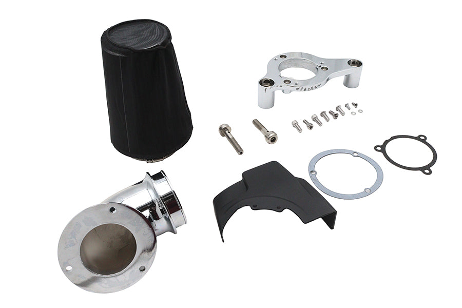 V-Twin M8 Heavy Breather air cleaner kit in chrome finish for motorcycle fuel and air system