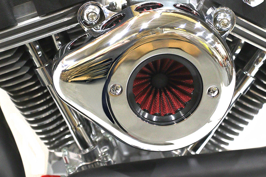 V-Twin 78931 mini teardrop air cleaner kit in chrome finish for motorcycle fuel and air systems