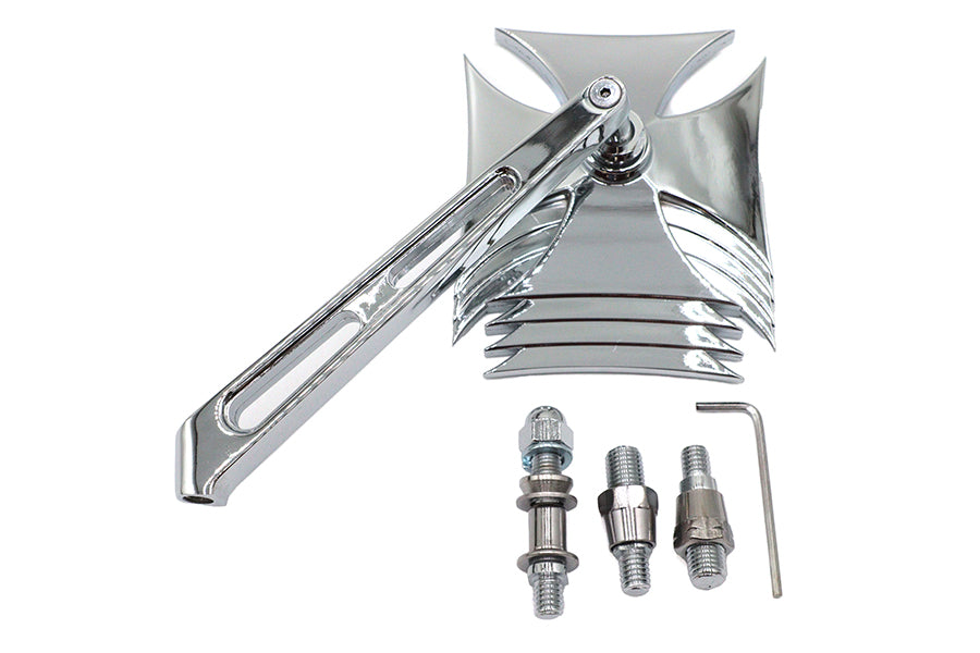 Wyatt Gatling Chrome Maltese mirror with billet girder stem.