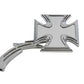 Wyatt Gatling Chrome Maltese mirror with billet skull stem for motorcycle handlebars