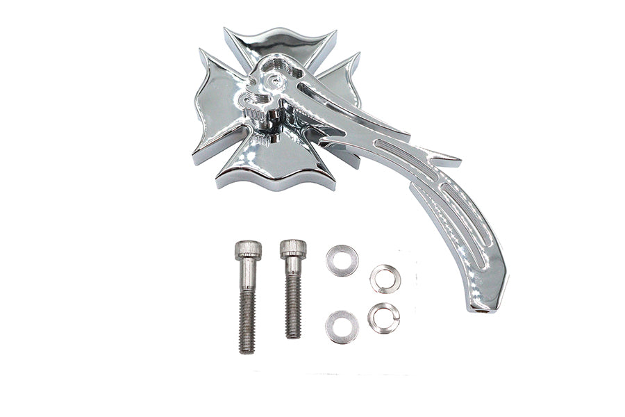 Wyatt Gatling chrome firefighter mirror with billet skull stem