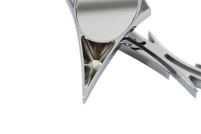 Wyatt Gatling chrome spike oval mirror with billet skull stem 76306B3