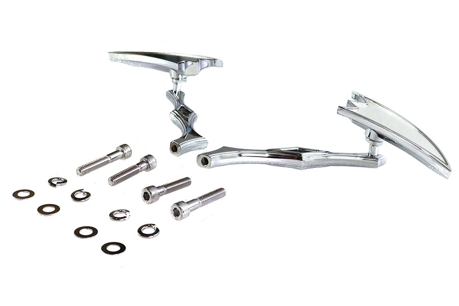 Wyatt Gatling 76430B4 Crescent Mirror Set with Billet Twisted Stems