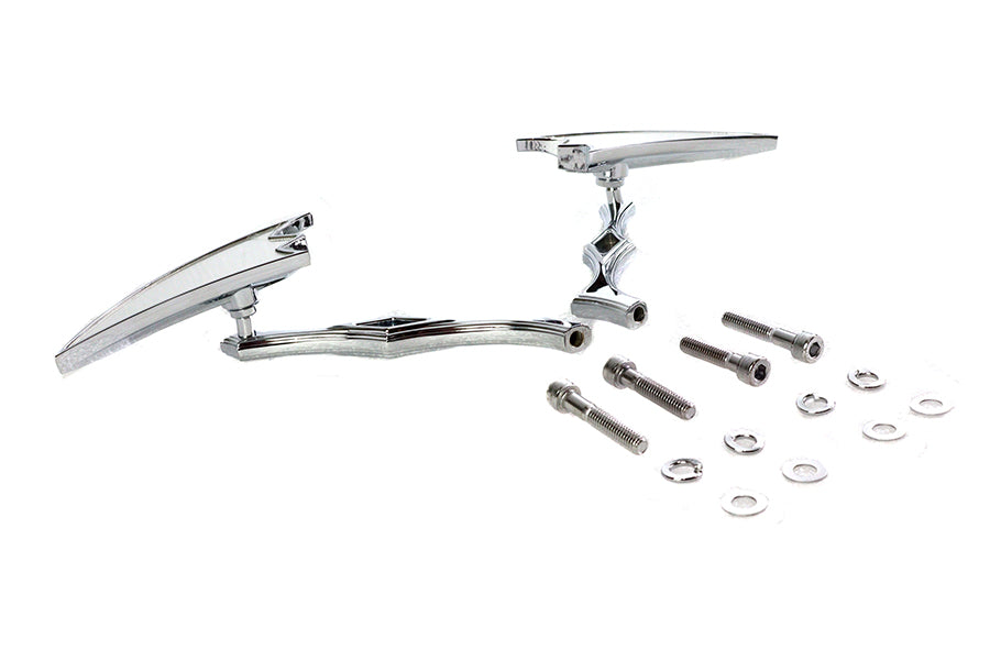 Wyatt Gatling 76430B4 Crescent mirror set with billet twisted stems; image 34-0151d.jpg
