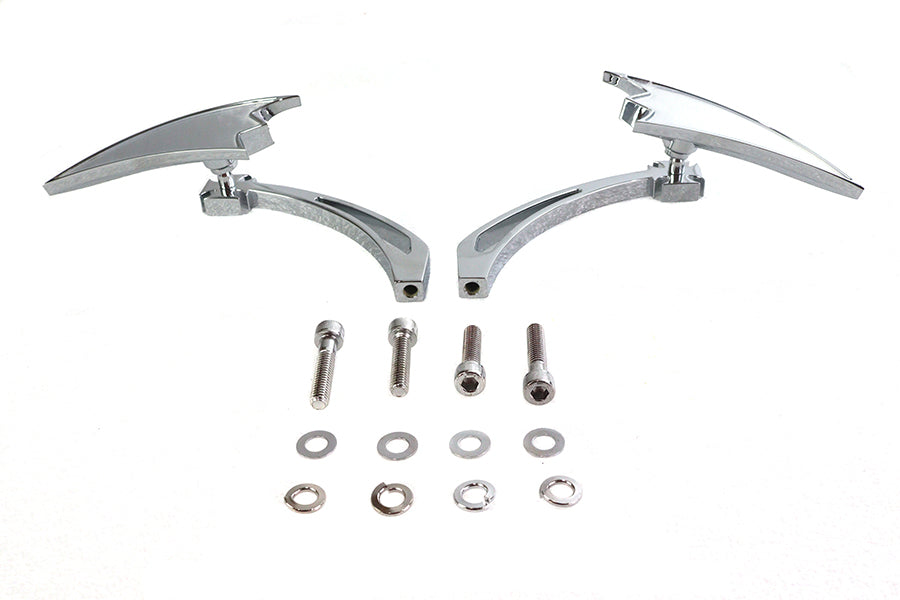 Wyatt Gatling 76432B4 chrome crescent mirror set with billet cross head stems