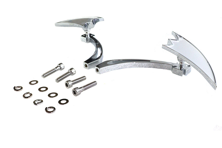 Wyatt Gatling 76432B4 chrome crescent mirror set with billet cross head stems
