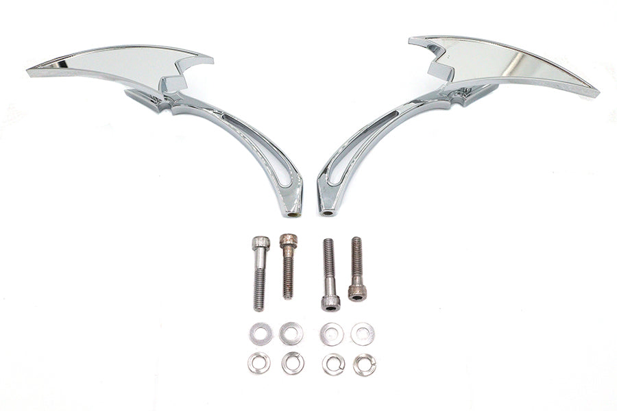 Wyatt Gatling chrome crescent mirror set with billet spear stems, 34-0154b.jpg