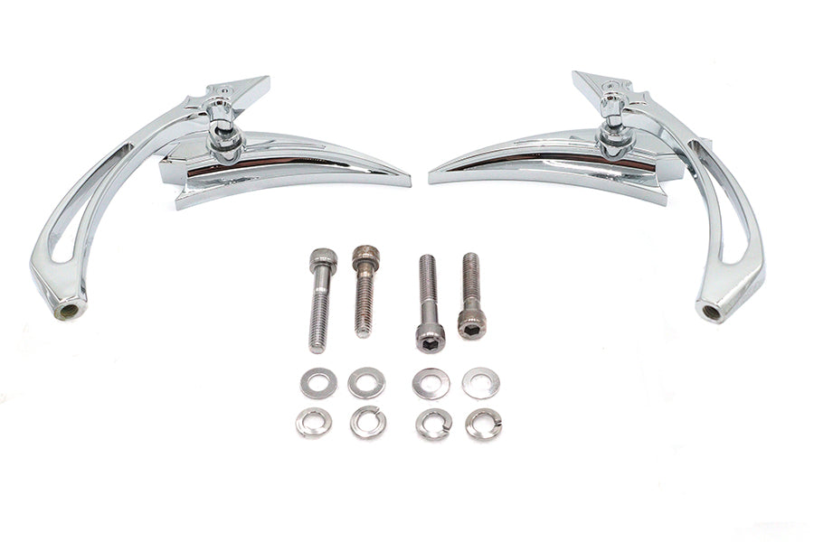 Wyatt Gatling 76433B4 chrome crescent mirror set with billet spear stems