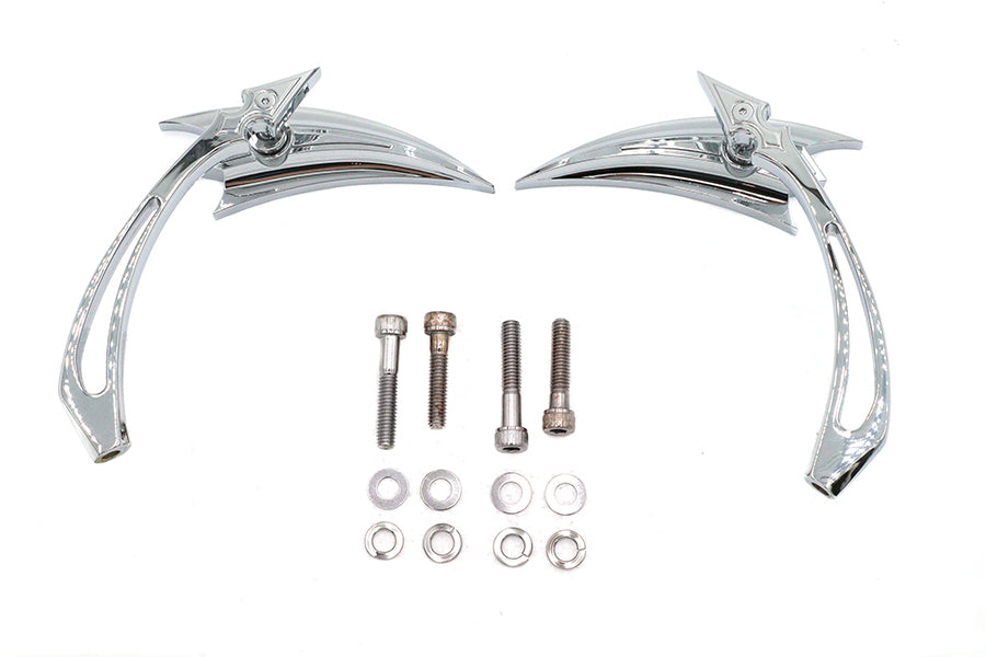 Wyatt Gatling 76433B4 chrome crescent mirror set with billet spear stems
