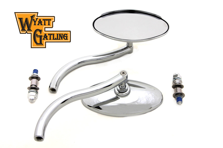 Wyatt Gatling Chrome Oval Mirror Set with Contour Round Stems 34-0331