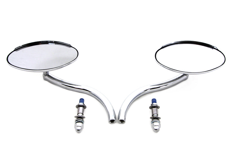 Wyatt Gatling Chrome Oval Mirror Set with Contour Round Stems 34-0331
