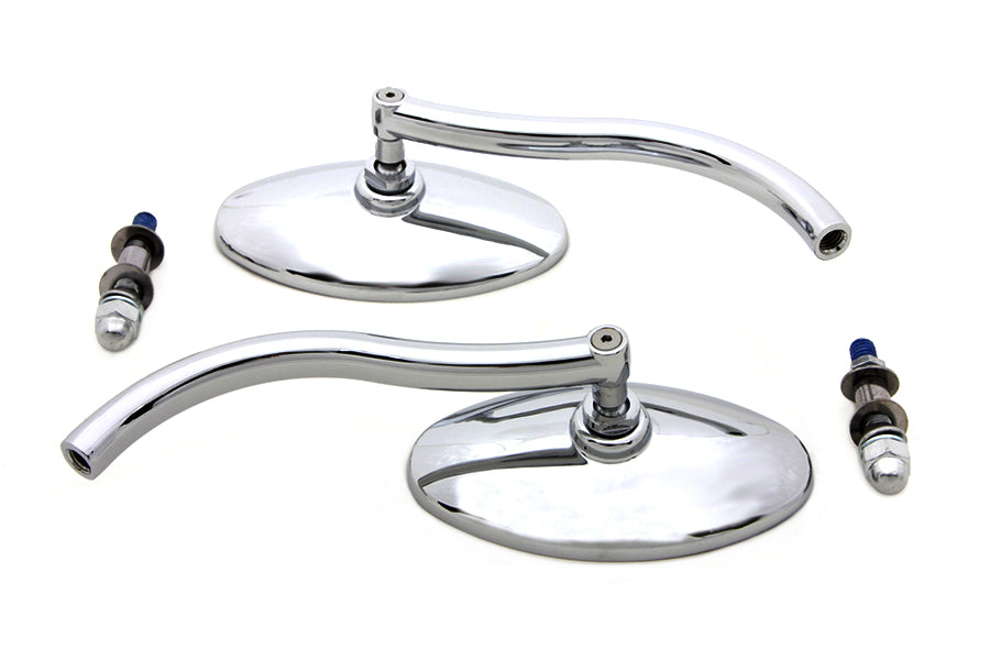 Wyatt Gatling Chrome Oval Mirror Set with Contour Round Stems 34-0331