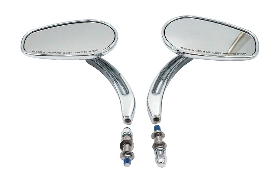 V-Twin Rectangle Taper Mirror Set with Billet Stems Chrome