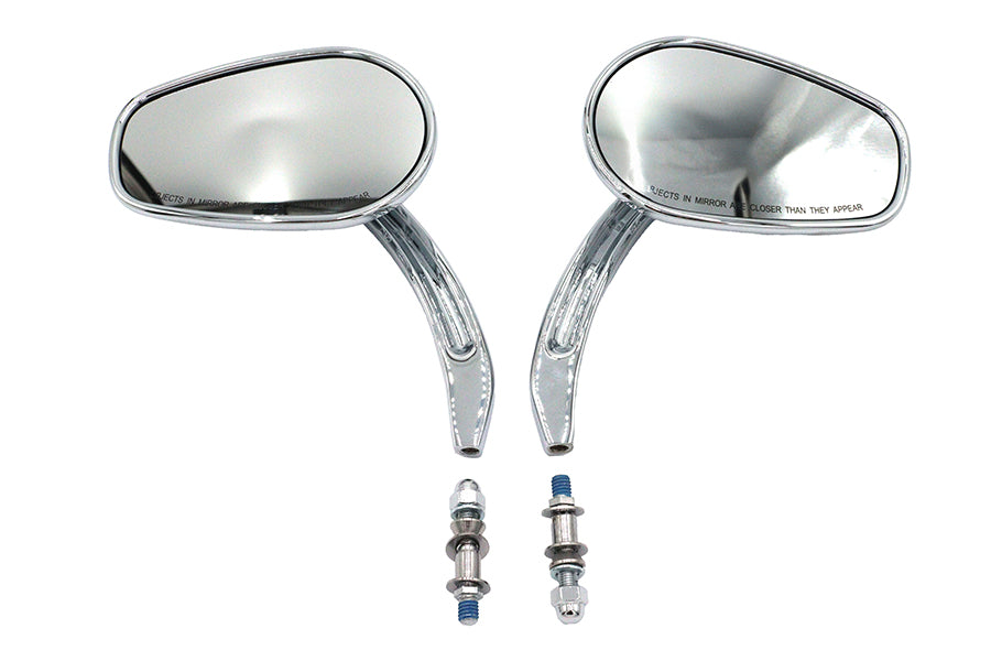 V-Twin Rectangle Taper Mirror Set with Billet Stems Chrome