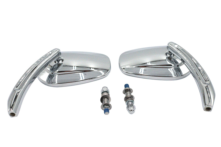 V-Twin Rectangle Taper Mirror Set with Billet Stems Chrome