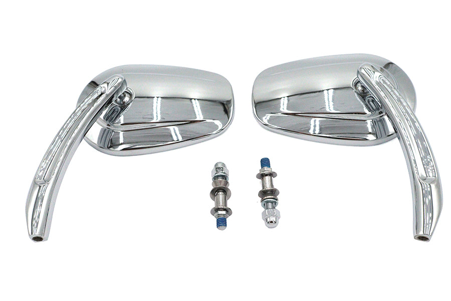V-Twin Rectangle Taper Mirror Set with Billet Stems Chrome