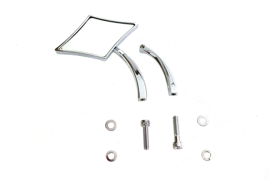 Wyatt Gatling 76024 Chrome Diamond Mirror with Billet Stem