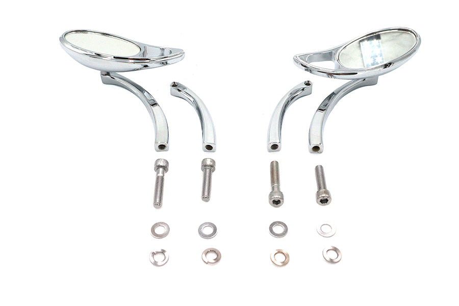Wyatt Gatling 76089 chrome teardrop mirror set with solid billet stems