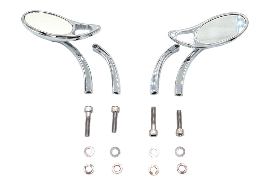 Wyatt Gatling 76089 chrome teardrop mirror set with solid billet stems