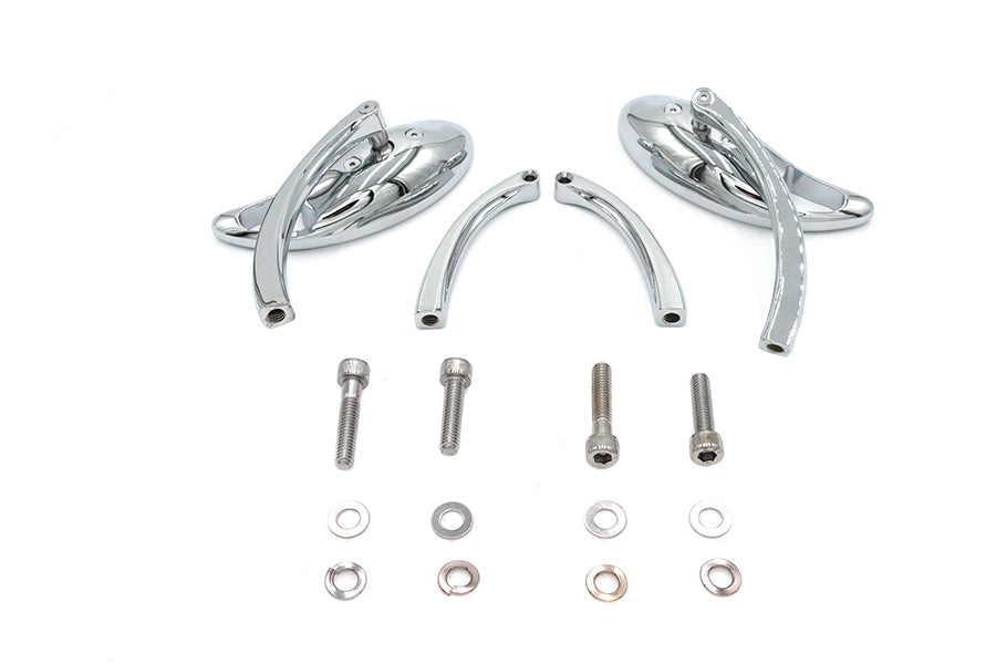 Wyatt Gatling 76089 chrome teardrop mirror set with solid billet stems