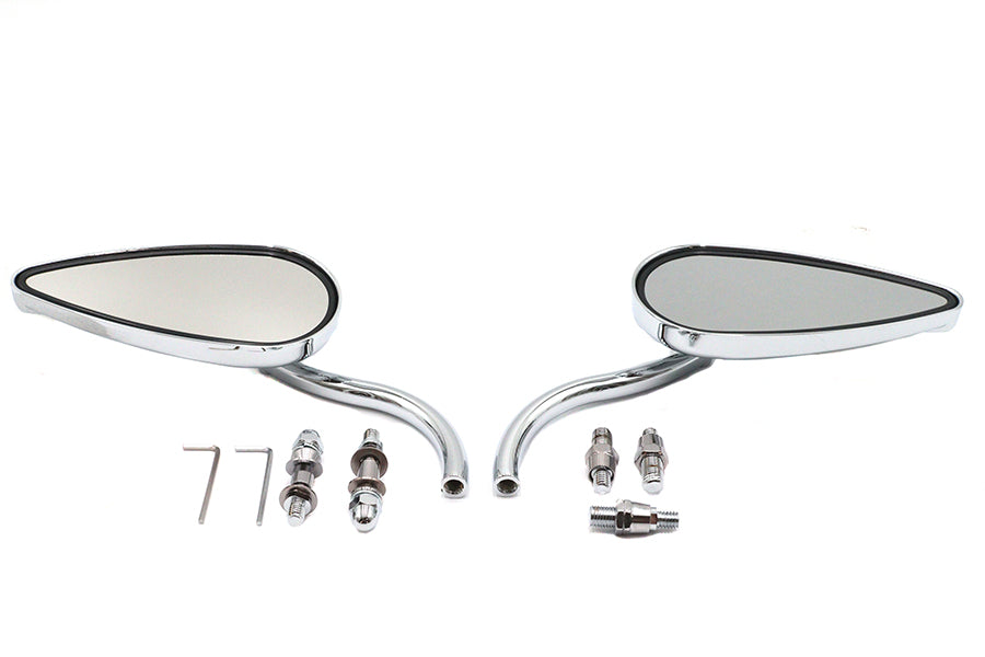 Wyatt Gatling chrome teardrop mirror set with billet long stems
