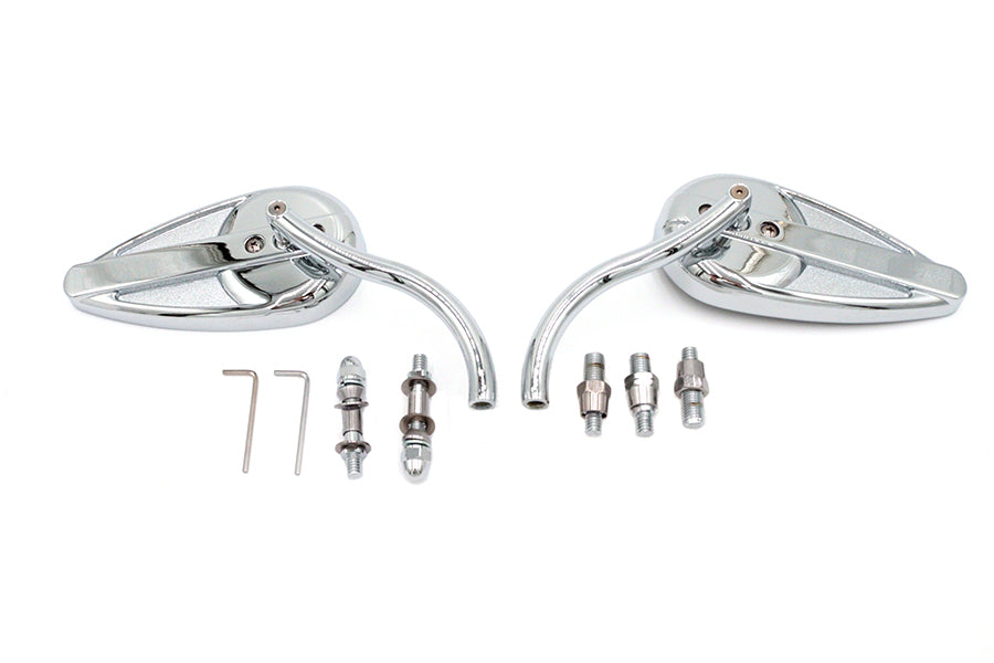 Wyatt Gatling chrome teardrop mirror set with billet long stems