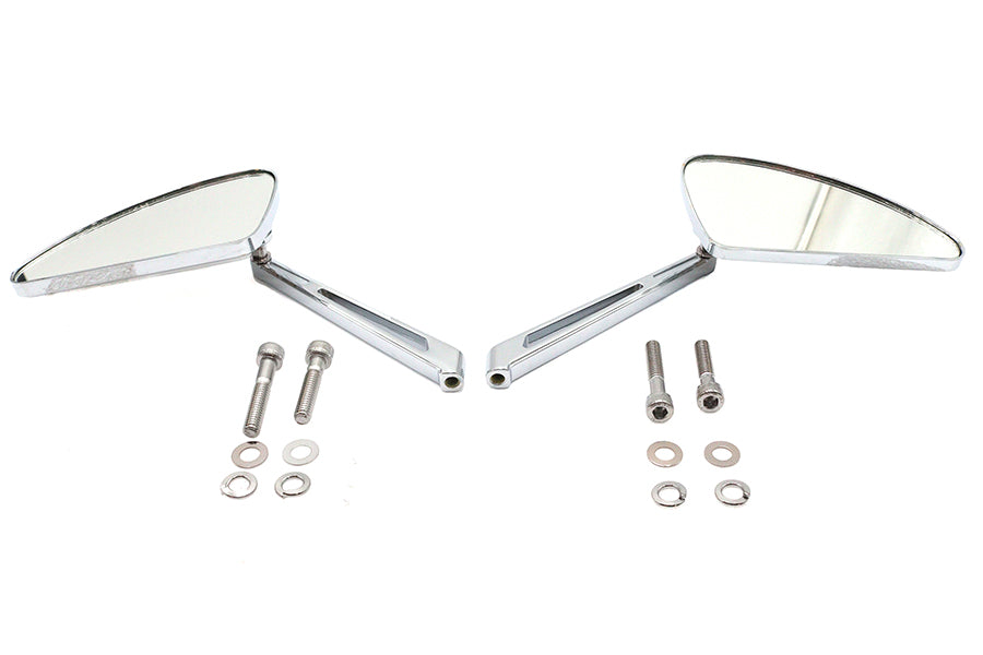 Wyatt Gatling 76181G chrome teardrop mirror set with slotted billet stems