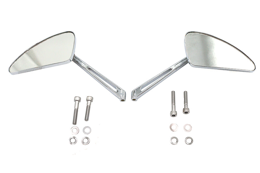 Wyatt Gatling 76181G chrome teardrop mirror set with slotted billet stems