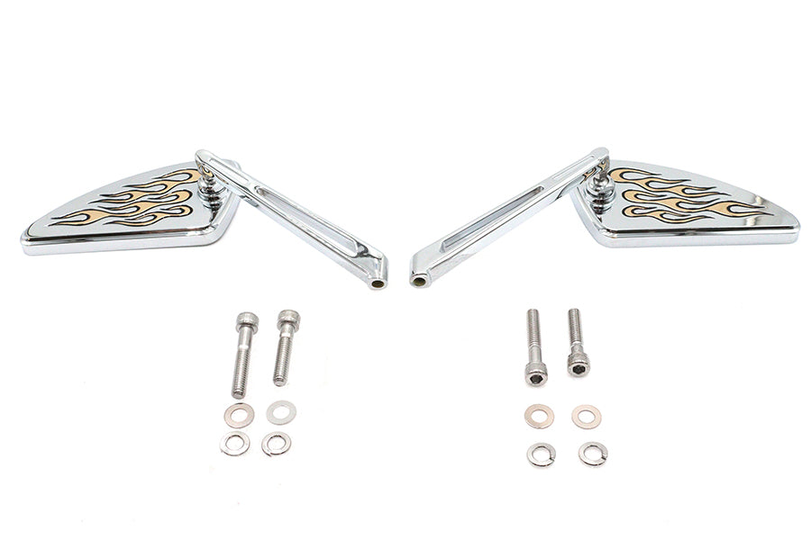 Wyatt Gatling 76181G chrome teardrop mirror set with slotted billet stems