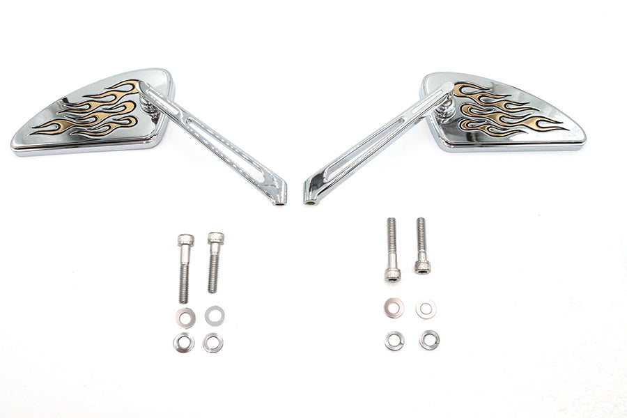 Wyatt Gatling 76181G chrome teardrop mirror set with slotted billet stems
