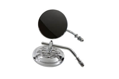 Wyatt Gatling Chrome Round Flame Mirror Set with Round Stems