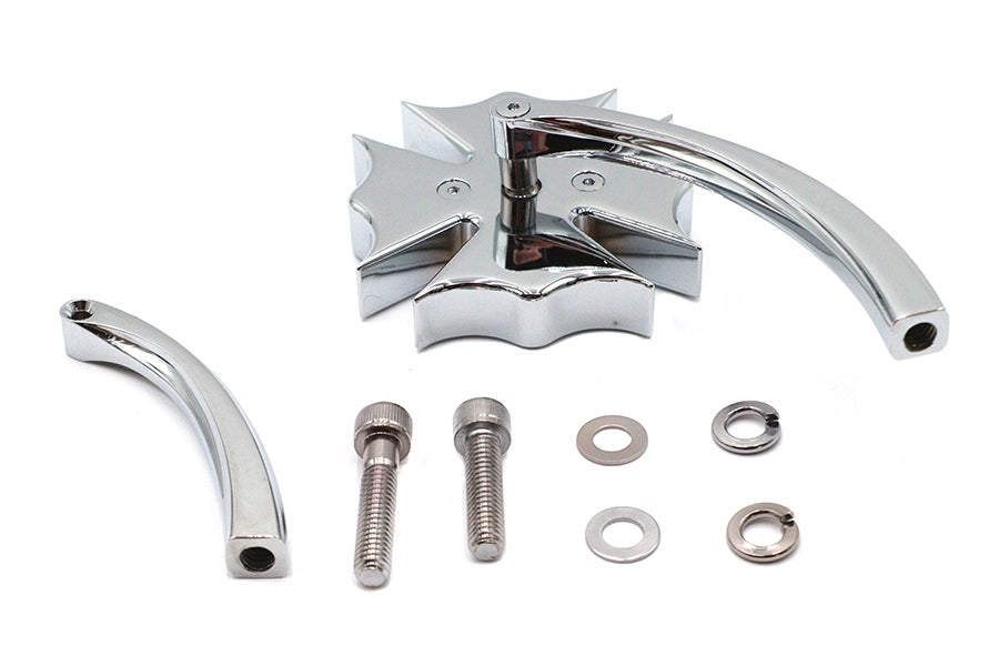 Wyatt Gatling 76228S4 fire fighter mirror with billet stems, chrome motorcycle mirror assembly