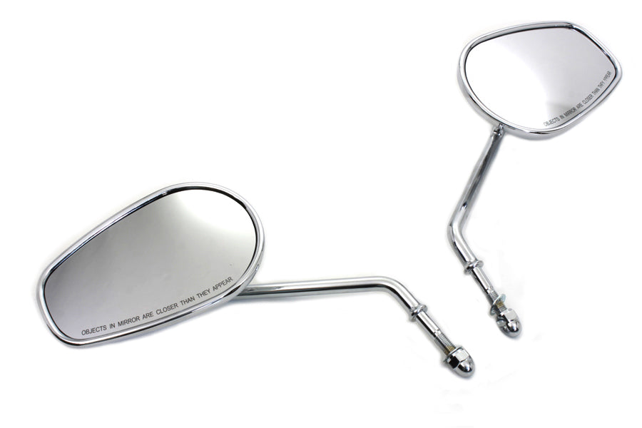 Wyatt Gatling 34-0410 taper convex mirror set, chrome motorcycle mirrors viewed from the side