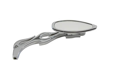 Wyatt Gatling 76408B3 chrome teardrop mirror with billet flame stem