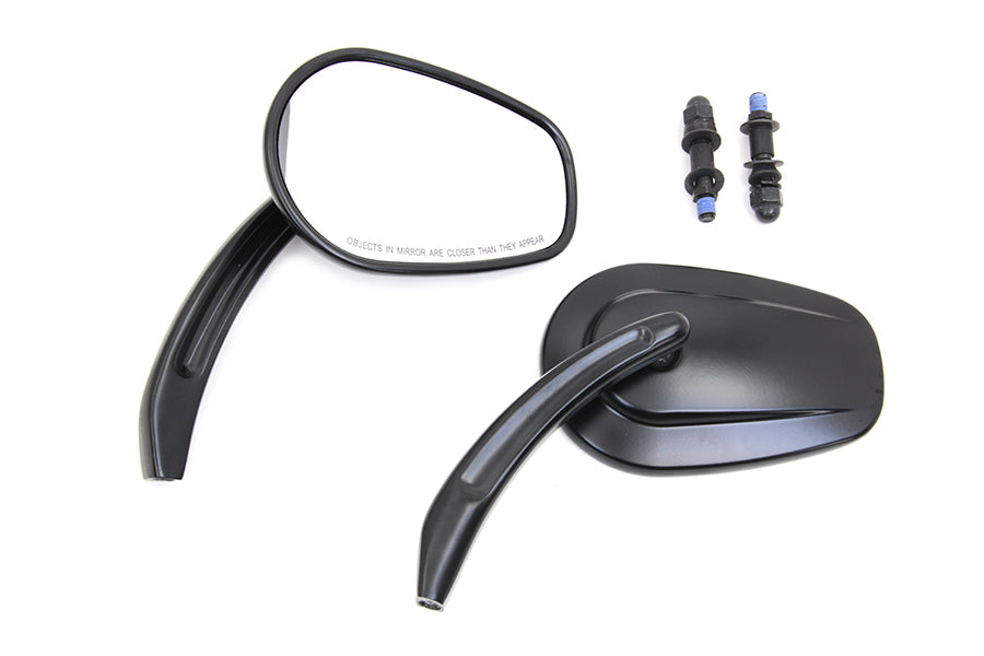 Wyatt Gatling 34-0333 rectangular taper mirror set with black billet stems