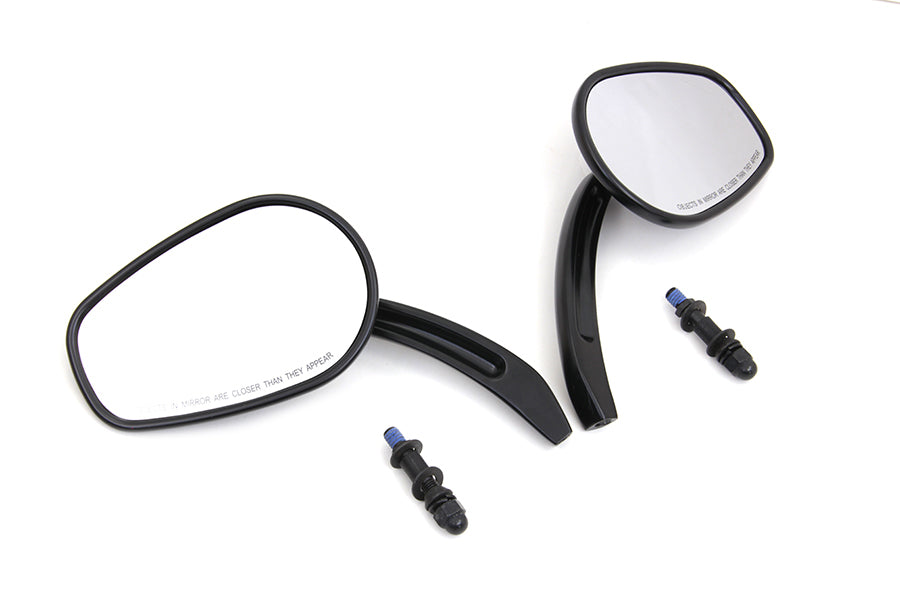 Wyatt Gatling 34-0333 rectangle taper mirror set with black billet stems