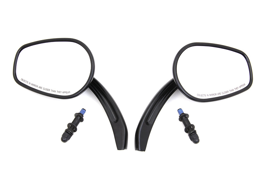 Wyatt Gatling 34-0333 black rectangle taper mirror set with billet stems