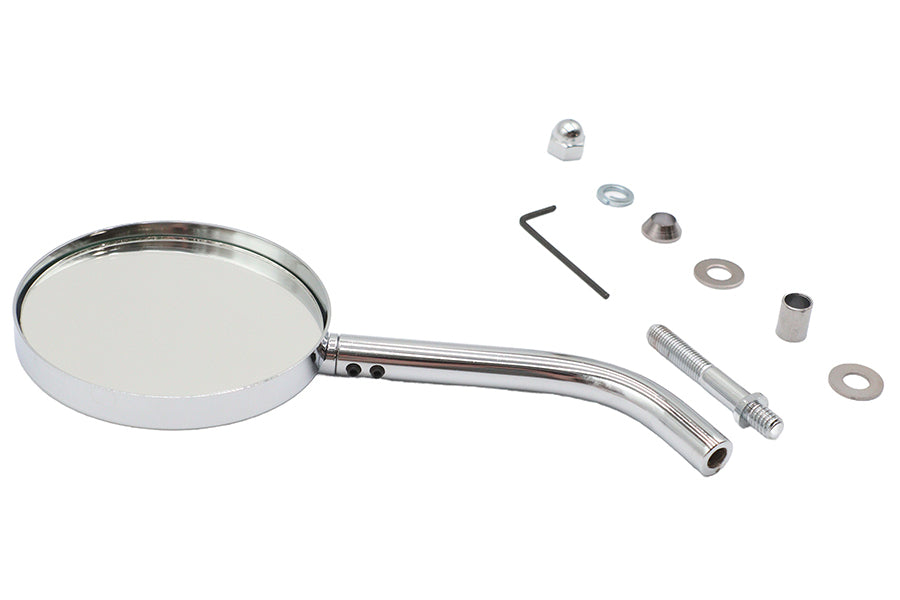 Wyatt Gatling Babyface round billet mirror, model 34-0716, shown in close-up view