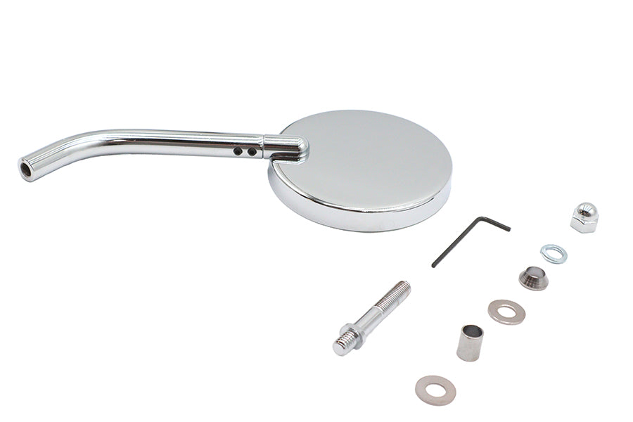 Wyatt Gatling Babyface round billet mirror, model 34-0716, polished metal finish