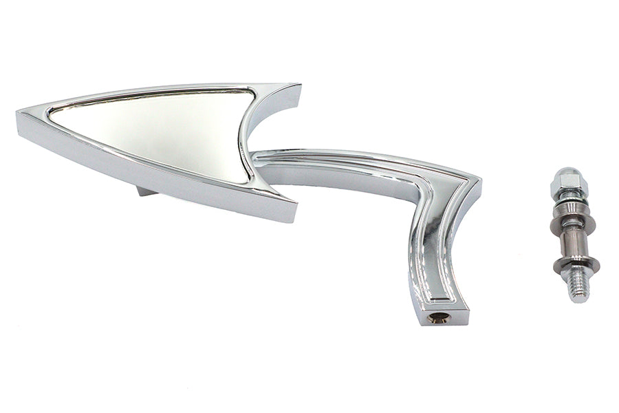 Wyatt Gatling Odin arrow-style billet mirror, left side, polished metal motorcycle mirror