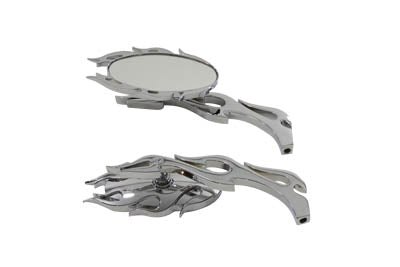 Wyatt Gatling Chrome Fireball Mirror Set with Flame Stems, product view