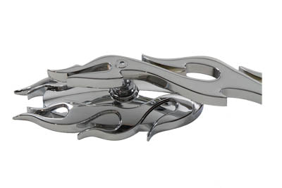 Wyatt Gatling Chrome Fireball mirror set with decorative flame stems, 76807B4