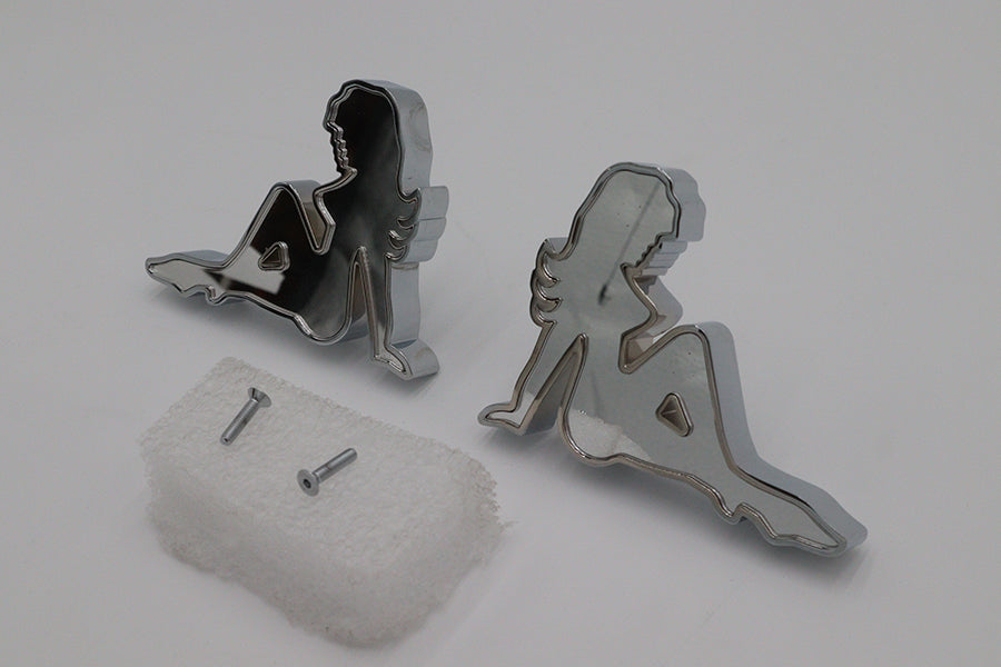 Wyatt Gatling Lady Luck billet mirror body set, polished metal motorcycle mirror housing and mounting components