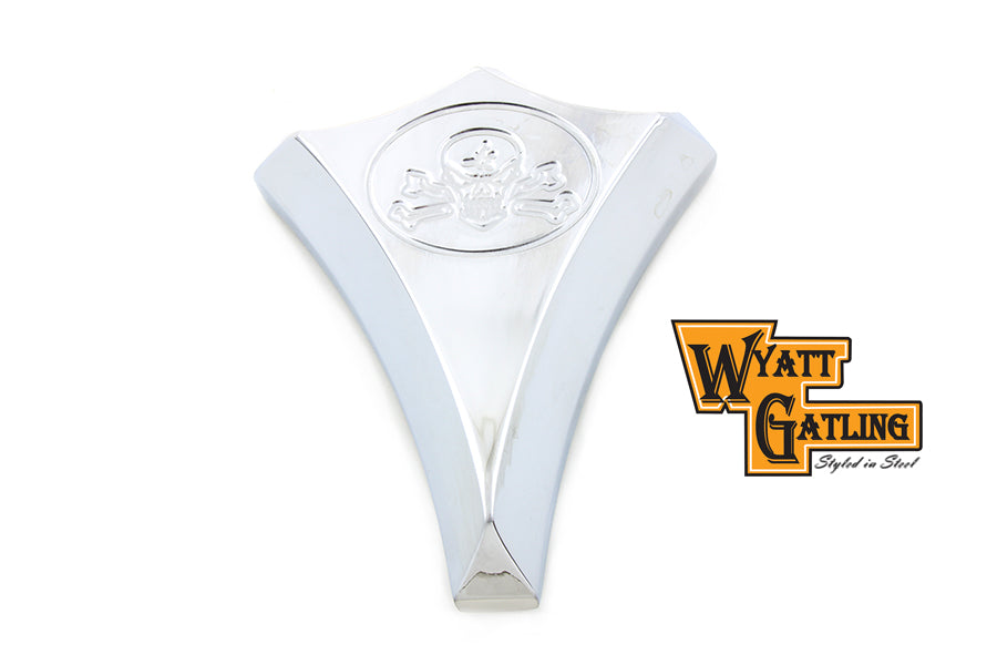 Wyatt Gatling chrome billet skull-style carburetor cover 34-0831 for motorcycle fuel and air system