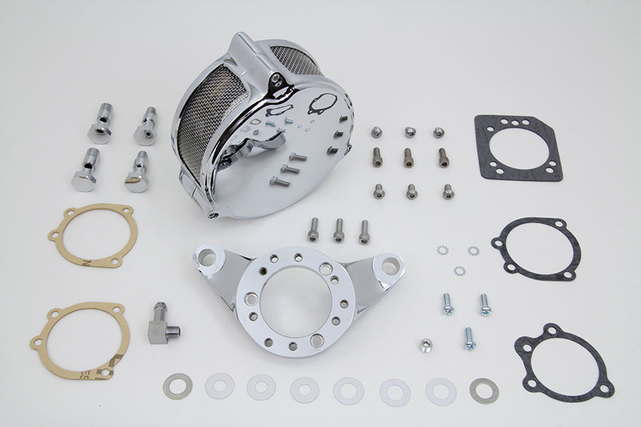 V-Twin Chrome Wyatt Gatling air cleaner assembly for motorcycle fuel and air systems 34-0840