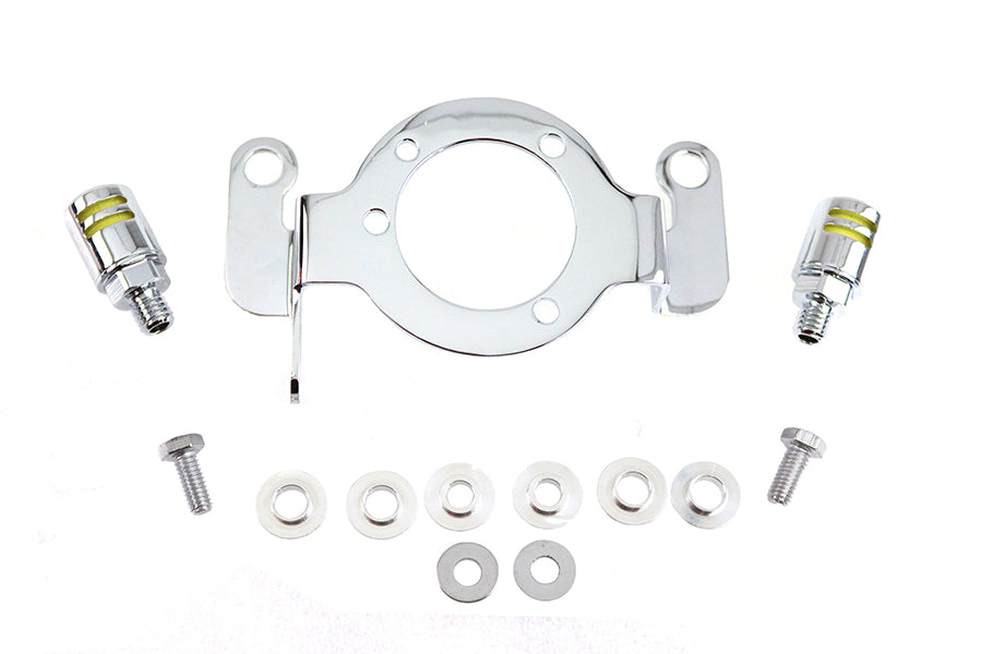 Wyatt Gatling chrome carburetor support bracket with breather acorn, 34-0852