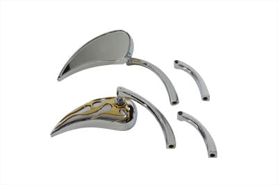 Wyatt Gatling 76443GB4 chrome billet teardrop mirror set for motorcycles