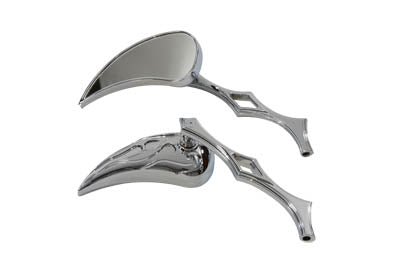 Wyatt Gatling 76444B4 chrome billet teardrop mirror set for motorcycles