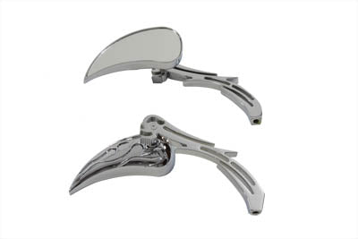 Wyatt Gatling 76445B4 chrome billet teardrop mirror set, pair of motorcycle side mirrors